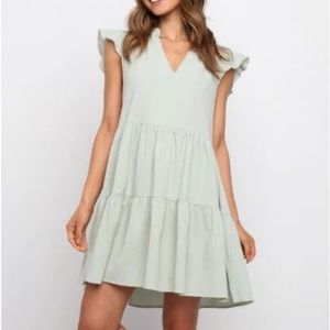 Clarisbelle,Soft Sage Green, Cap Sleeves Babydoll Dress,Excellent Condition,XL